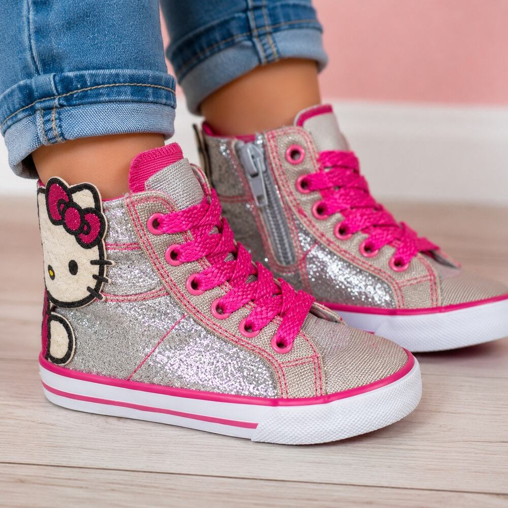 Sanrio Hello Kitty Glitter High Top Sneakers Toddler Girls Size 7 Pink